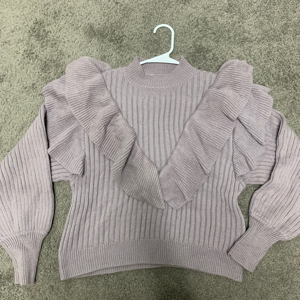 Purple Ruffled Turtle Neck